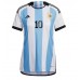 Maillot de foot Argentine Lionel Messi #10 Domicile vêtements Femmes Monde 2022 Manches Courtes